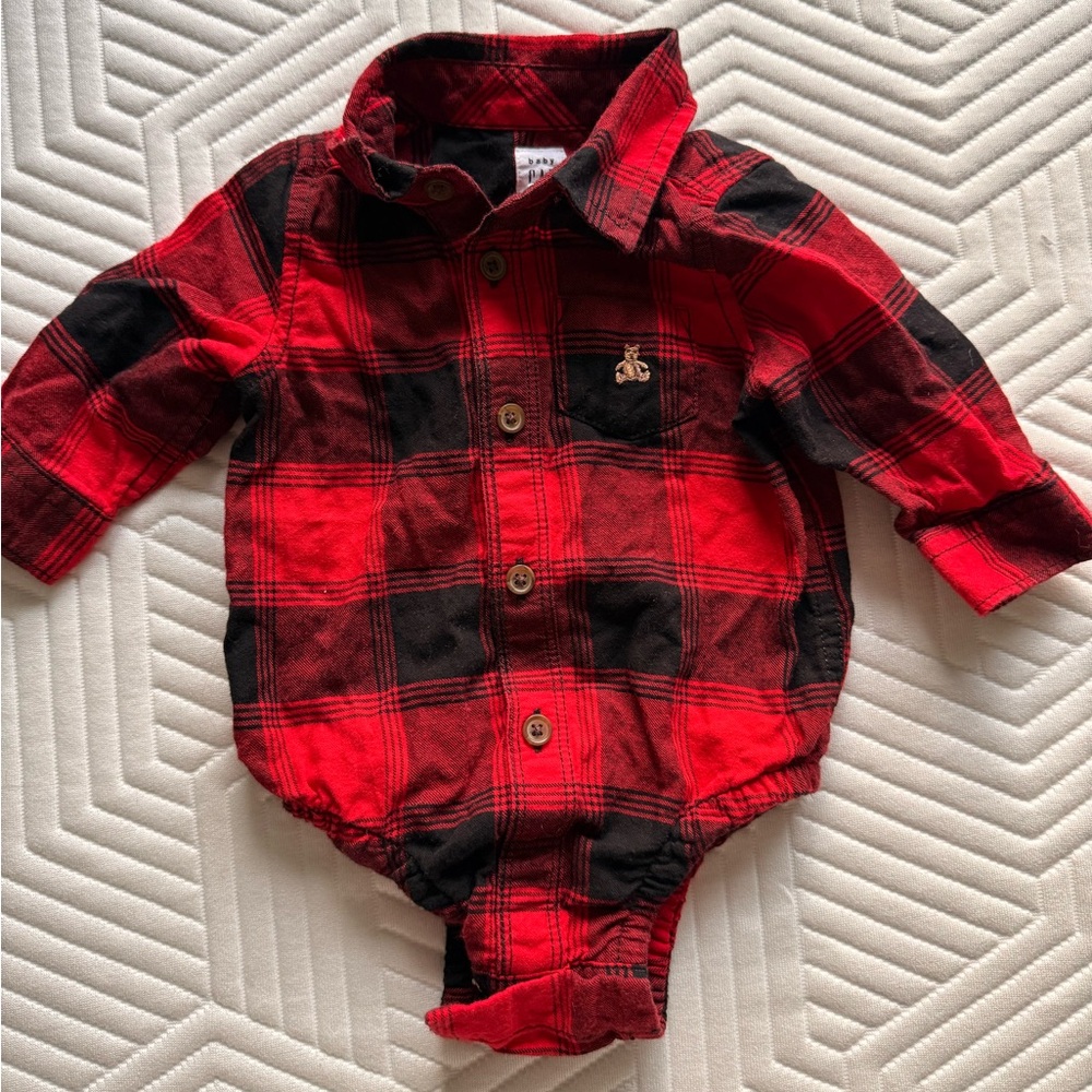 GAP Red and Black Plaid onesie